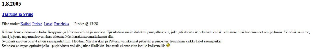 Meriharakka.net archive story 2005
