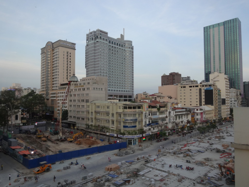 Saigonin keskusta metrotyömaa