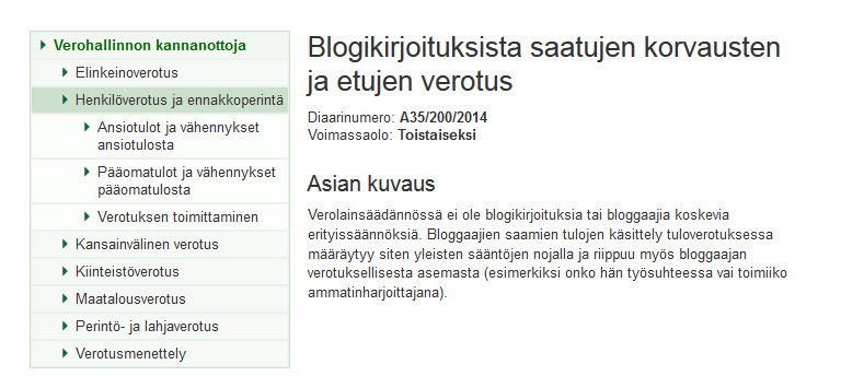 Bloggaajan verotus