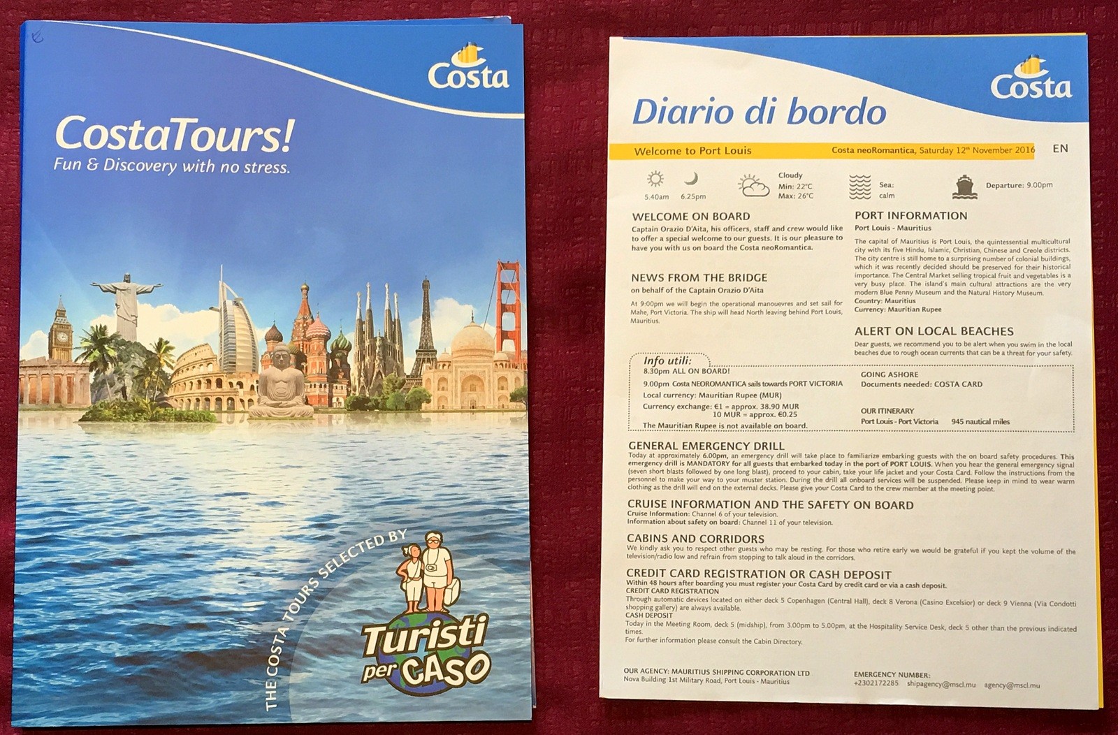 Costa neoRomantica Diario