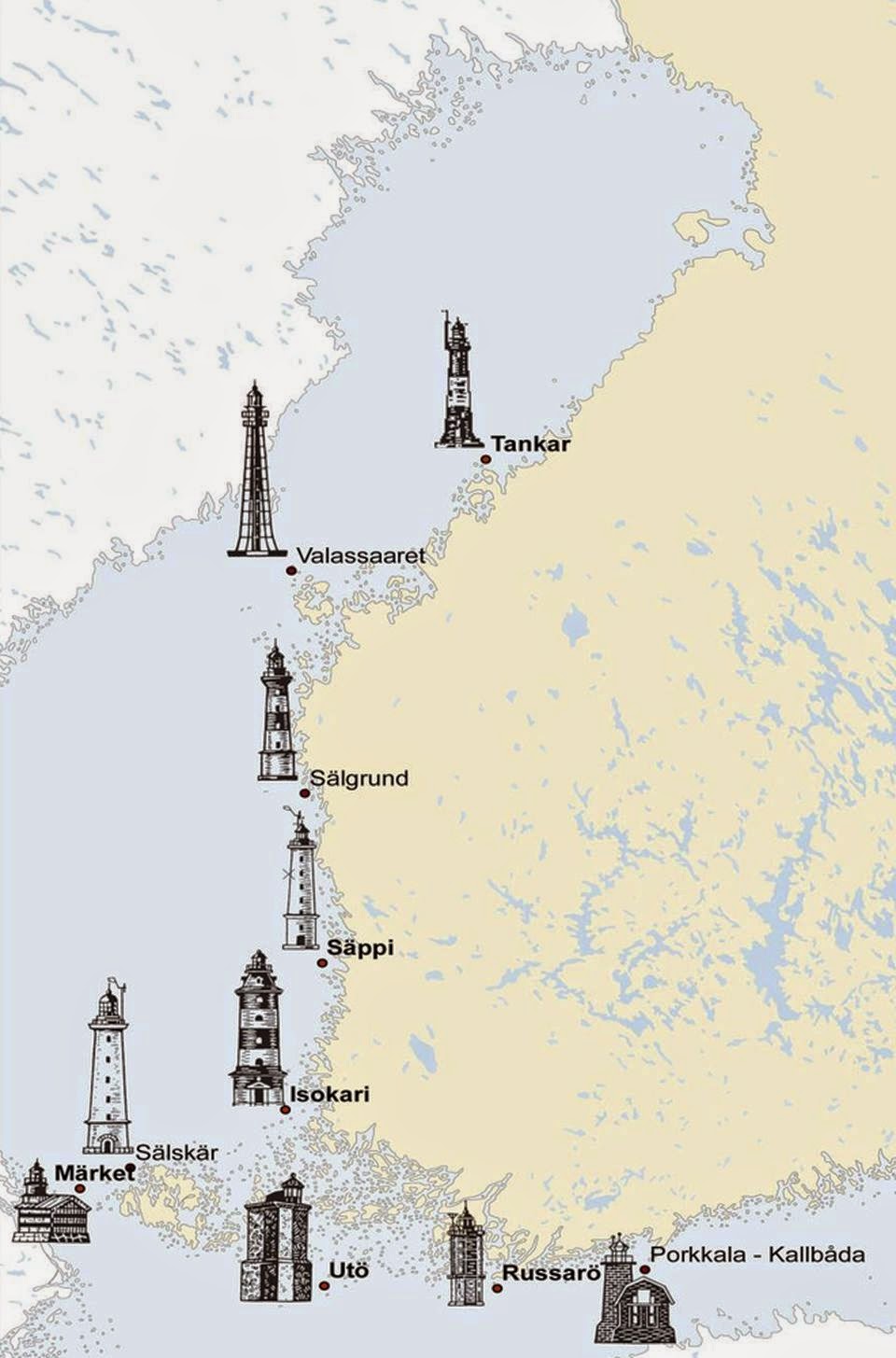 Suomen majakoita. Kuva: Liikennevirasto
