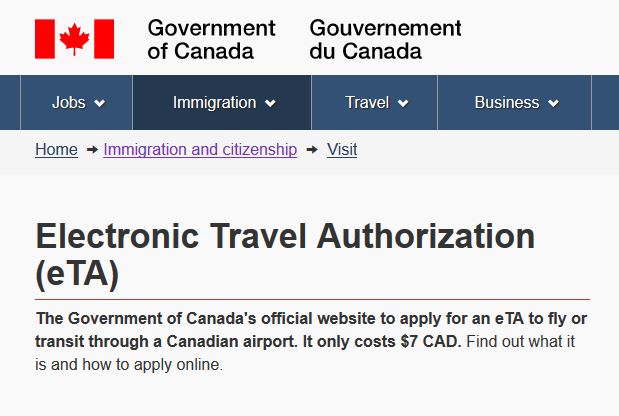 Canada ETA