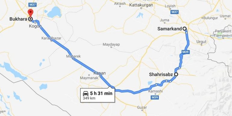 samarkand bukhara kartta