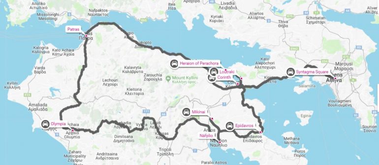 Peloponnesos reitti Peloponnesos Korintti Epidauros Mykene