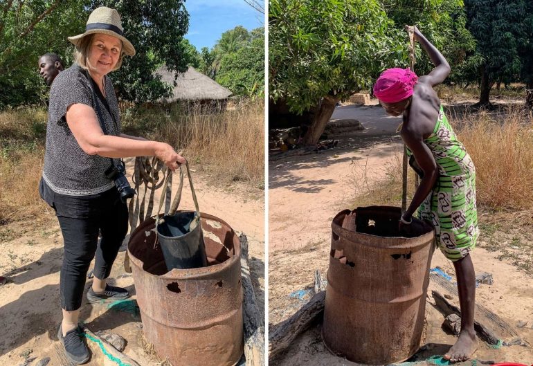 Vierailu maatilalla kaivolla