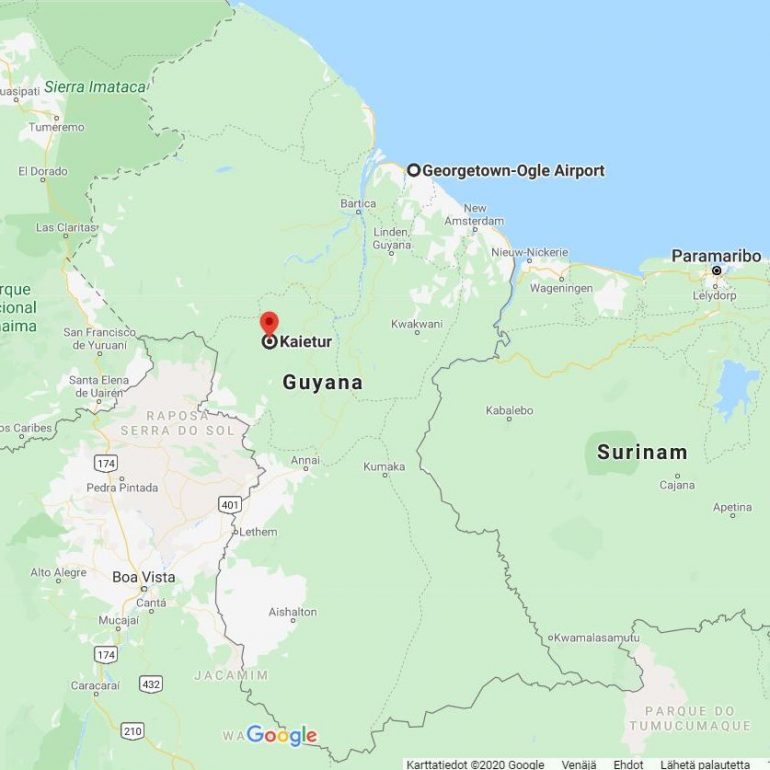 Georgetown Kaieteur kartta