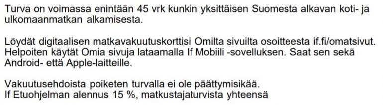 if matkavakuutus Tammikuun matkakulut